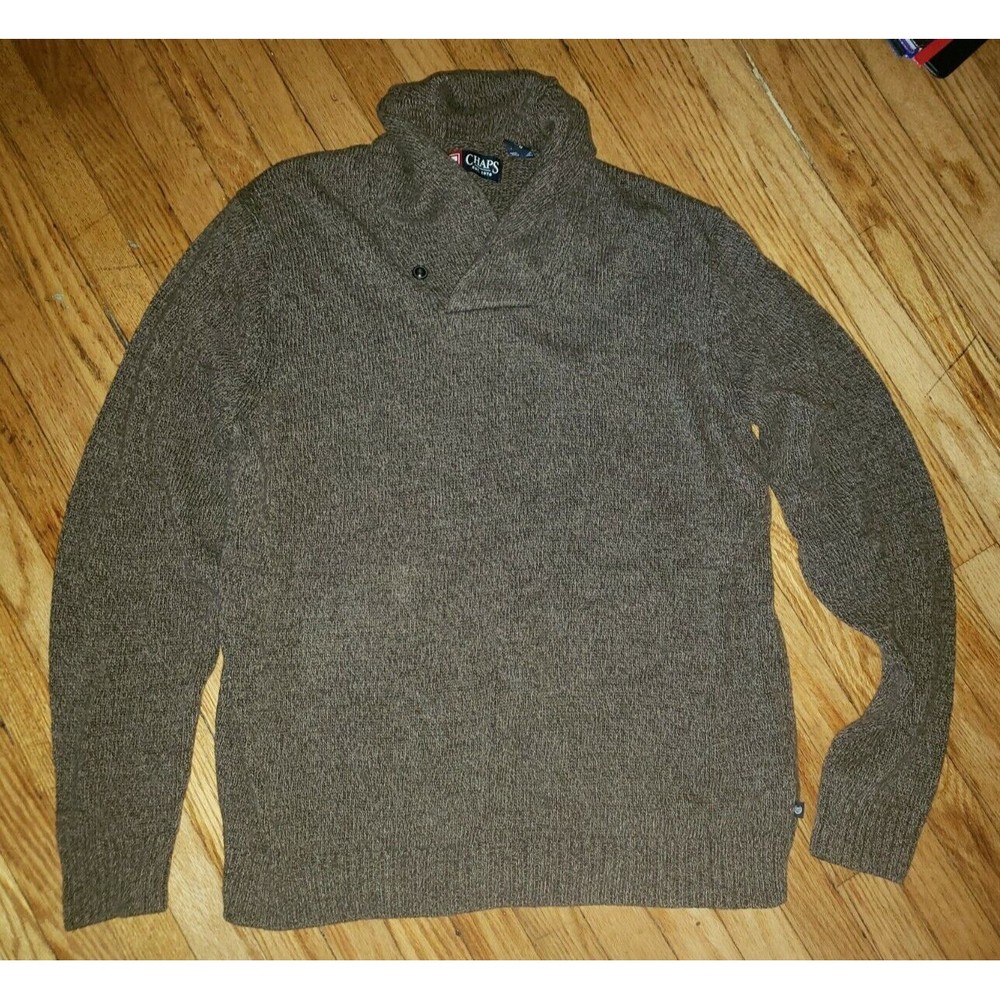 Chaps Mens Cowl Neck Cozy Brown Fall Autumn Sweater Sz L